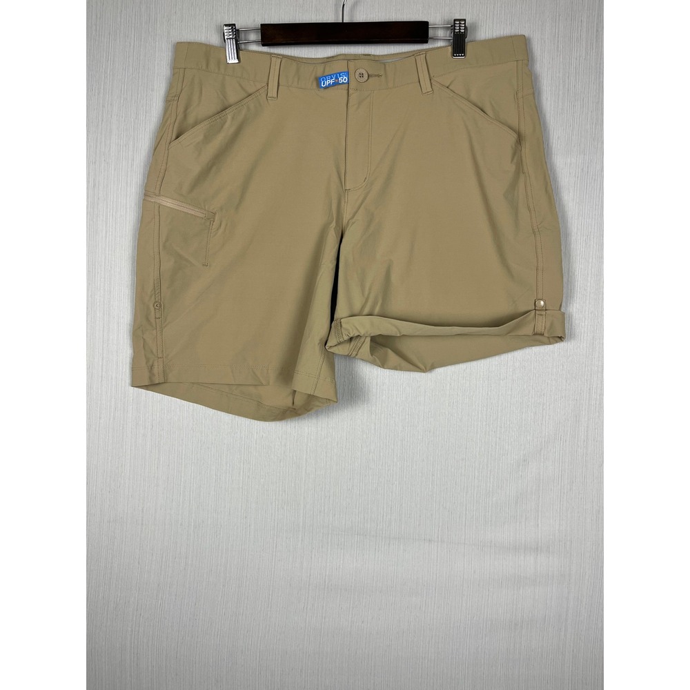 Orvis Hiking Shorts Women 18 Tan UPF 50 Recycled Nylon Stretch Gorpcore Utility